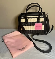 Kate Spade Knott Striped Straw Medium Satchel K7710 New with Tags & Storage Bag