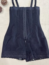 Women's Black One-Piece Shapewear Bodysuit M Adjustable Straps Front Zipper