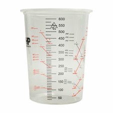 10x Calibrated Mixing Cup 600cc Clear Plastic Measuring Paint Resin Liquid Mix