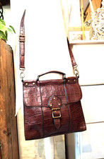 Borsa a tracolla media FOSSIL marrone marrone marrone chiaro VERA PELLE finta coccodrillo