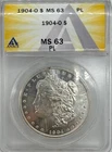 1904 O Morgan Silver Dollar ANACS MS-63 PL