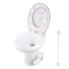 Yescom RV Gravity Flush Toilet 20" Elongated with Foot Pedal Portable HDPE