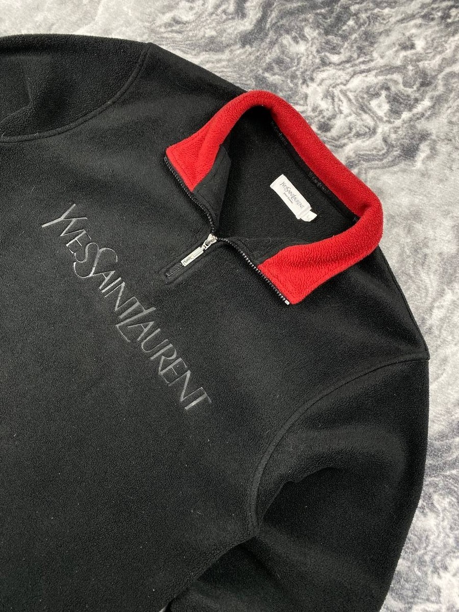 Vintage Yves Saint Laurent Fleece 1/4 Zip Jacket Big Logo Men Size