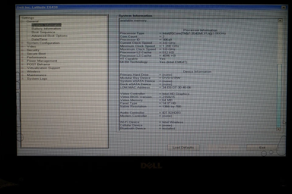 ^ Dell Latitude E6430 ATG 14" i7-3540M @ 3.00GHz 4GB Ram No HD "Display Issue" - Image 3 of 4