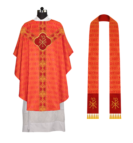 Liturgical Handmade Chasuble with Embroidered PAX motif & braided orphrey - Picture 7 of 8