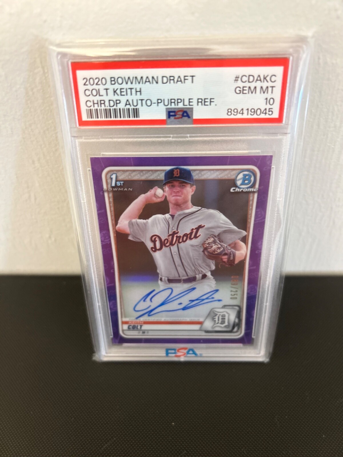 2020 Bowman Draft Chrome DP Auto Purple Ref Colt Keith PSA 10 89/250