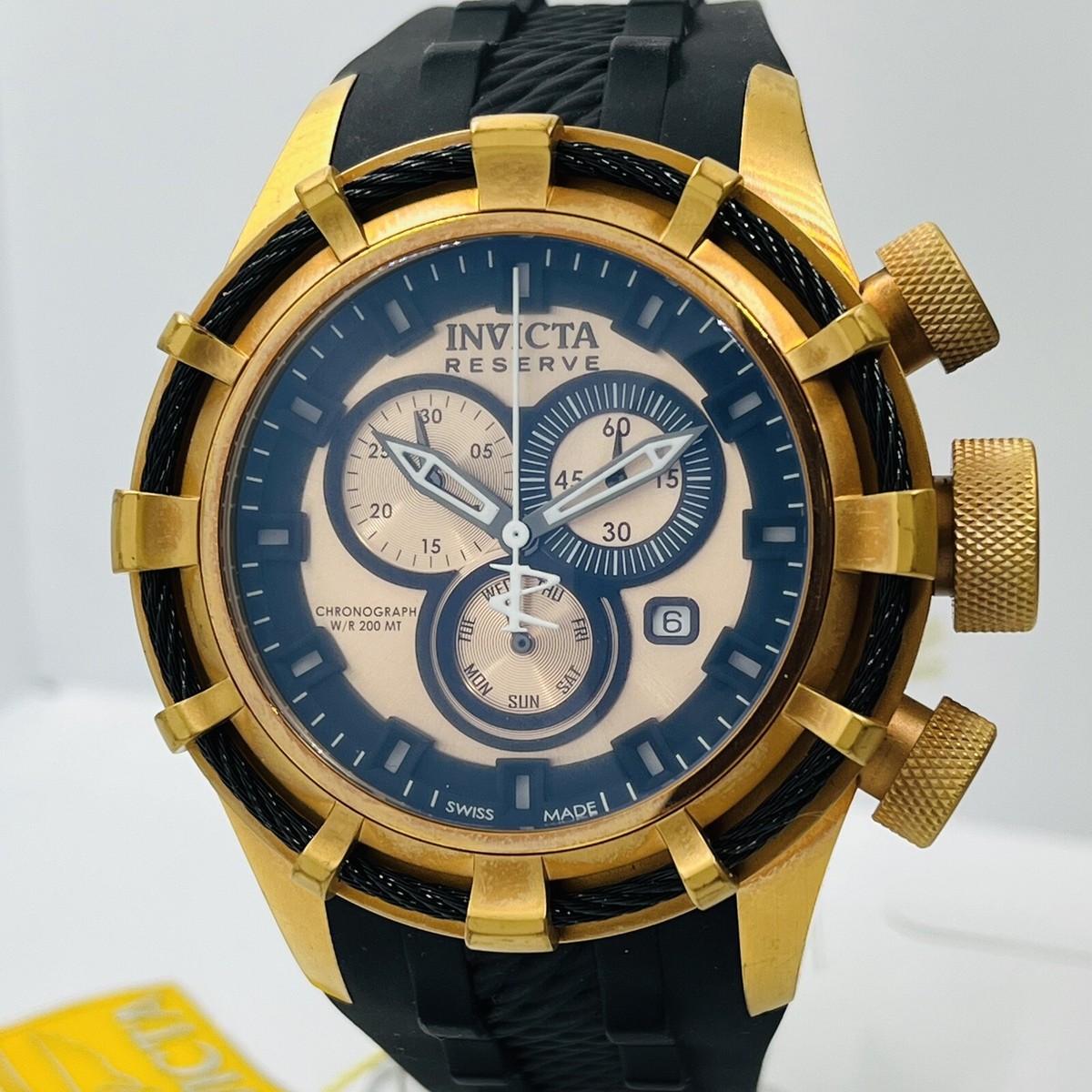 Invicta Men's Bolt Chronograph Rose Gold 20ATM Swiss 50mm St Steel