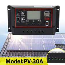 30A PWM Solar Panel Battery Regulator Charge Controller LCD Dual USB 12V/24V UE