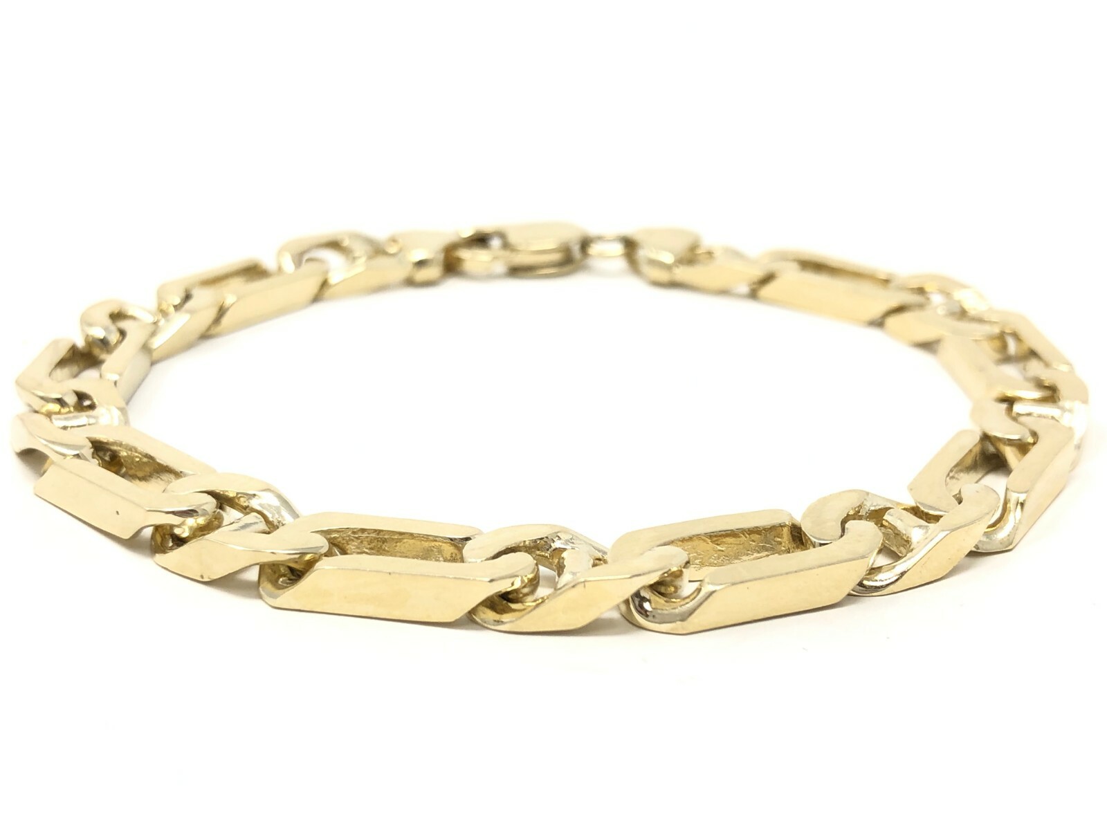 Men's 14k Yellow Gold Solid Figaro Mariner Bracelet 8.5