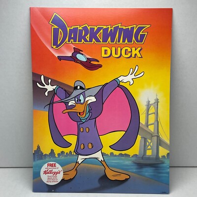 DISNEY Darkwing Duck Vintage Rare Two Pocket Folder Schoolwork Holder Kelloggs