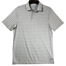 C9 Champion Mens M Short Sleeve Golf Polo Shirt Blue Stripe Embroidered Medium