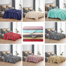 Luxury Stain Reversible Fleece Blanket Large Throw For Bed Sofa Queen King Size