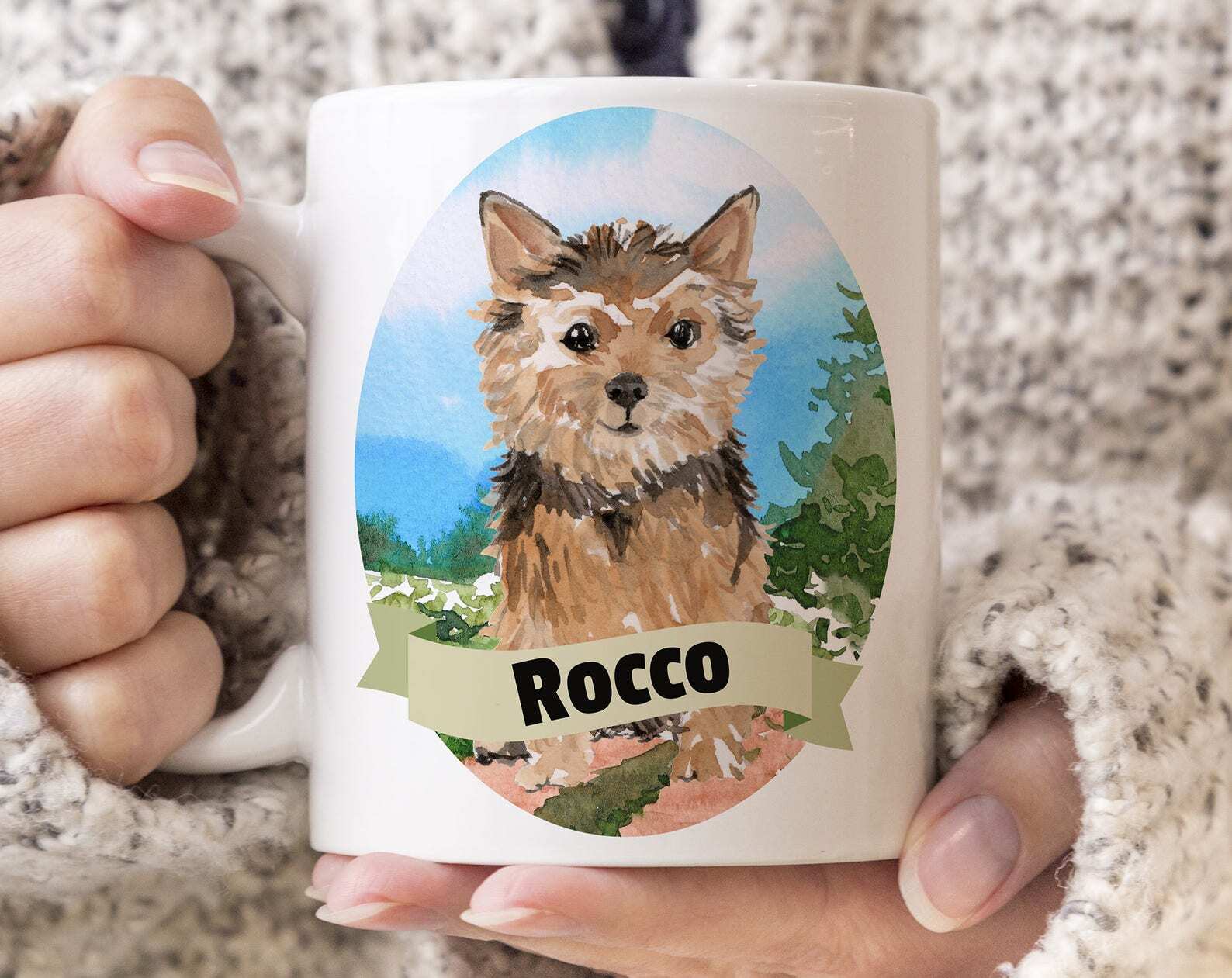 Norfolk Terrier Custom Dog Mug Get Your Dogs Name On A Mug Dog Breed Mug Great