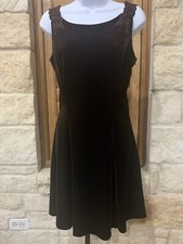 Scott McClintock Women’s Sleeveless Lace Velvet Dress Knee Length Brown 10 EUC