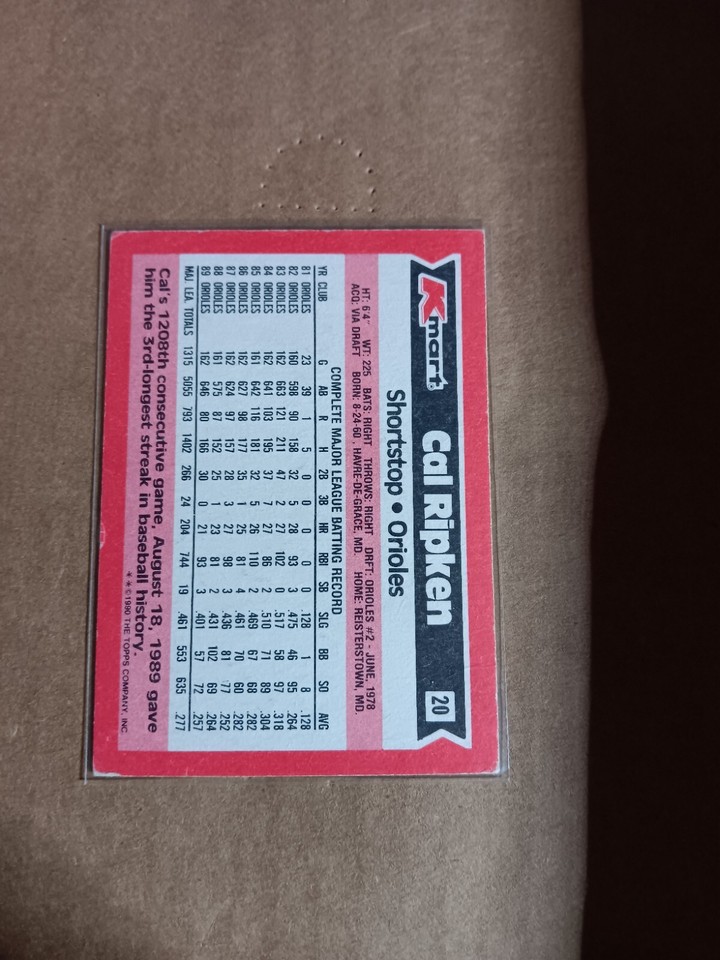 1990 Topps Kmart Super Stars Cal Ripken #20 | eBay