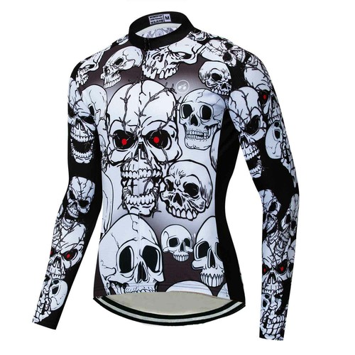 Men's Skull Cycling Jersey Long Sleeve Road Bike Clothing Cycle Top Shirt S-5XL - Bild 8 von 10