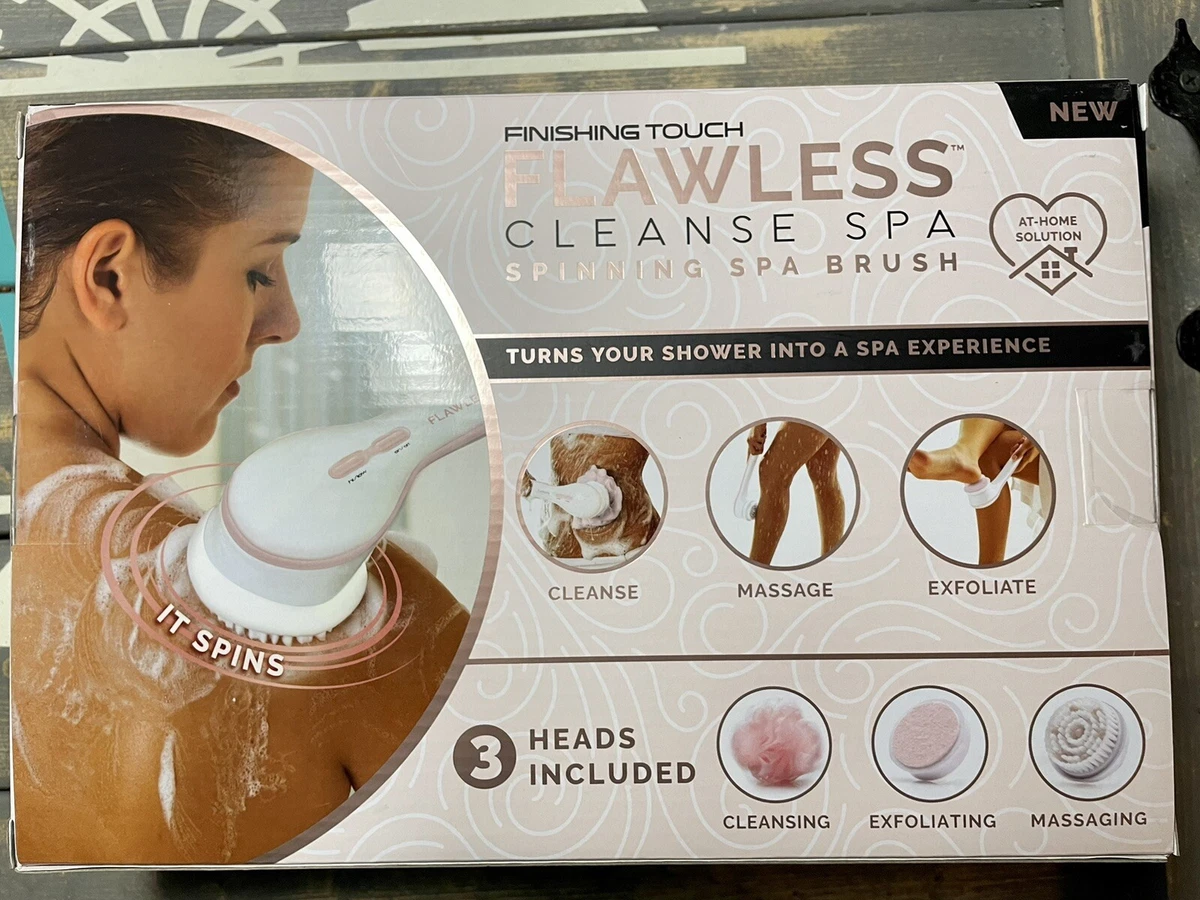 Finishing Touch Flawless Cleanse Spa Spinning Body Brush Shower Wand New