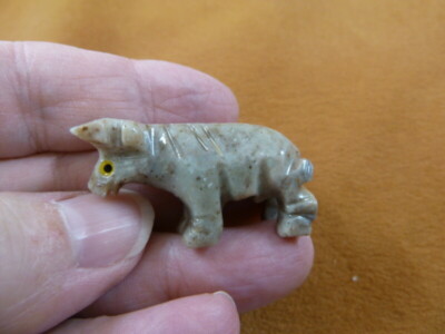 (Y-BUL-5) gray tan Bull steer cow SOAPSTONE carving figurine STONE farm animals