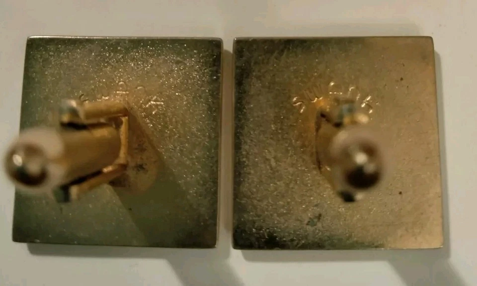 Unusual Pair Swank Cufflinks with Symbols in Geometry and Diamond Design - Image 4 of 4