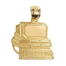 New 14k Yellow Gold Computer Pendant