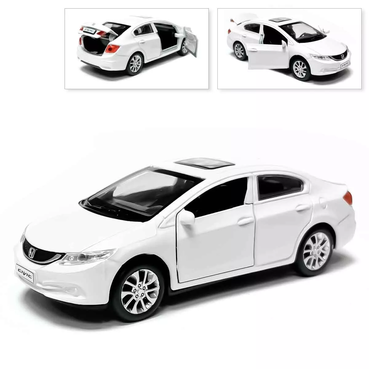 Scale Model Collector Car 1:32 for Honda Civic Simulated Miniature Car  Model Sound and Light Pull Back Mini Car Miniatures Diecast Vehicles (Size  