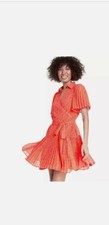 ALEXIS for Target Orange Floral Flutter Sleeve Pleated Wrap Dress NWT Size xs