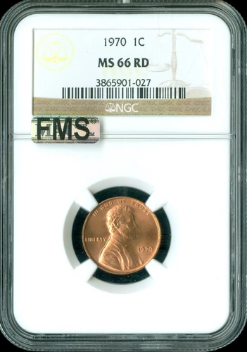 1970 LINCOLN CENT NGC MS 66 RED MAC FMS 2ND FINEST GRADE RARE .