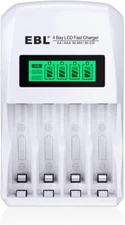 EBL LCD Charger for AA AAA Rechargeable Batteries NIMH NICD 4-Bay Smart