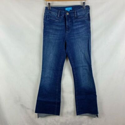 Marrakesh High Rise Kick Flare Jeans Sz 28 Stretch Raw Hem