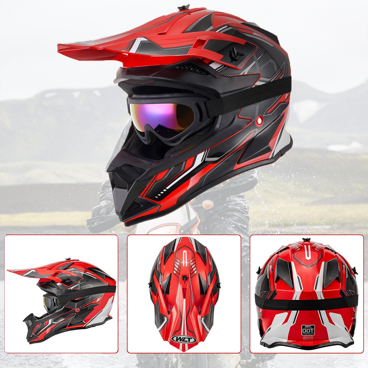 Helmet Polaris Merah Motocross Helmet Adult Off-road Motorcycle