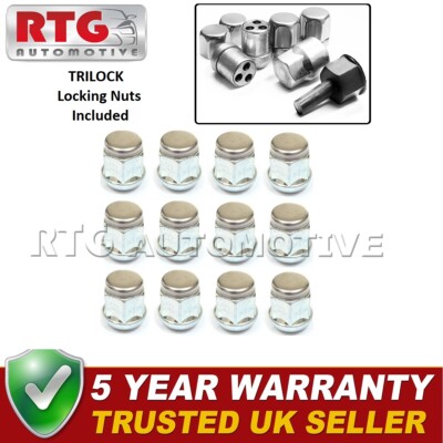 12x Muttern + 4x Trilock Sicherungsmuttern für Honda Insight ab 2000 (Alufelgen)