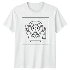 Koala Reading Book Chair Animals Mens T-Shirt Womens Tee Graphic Top