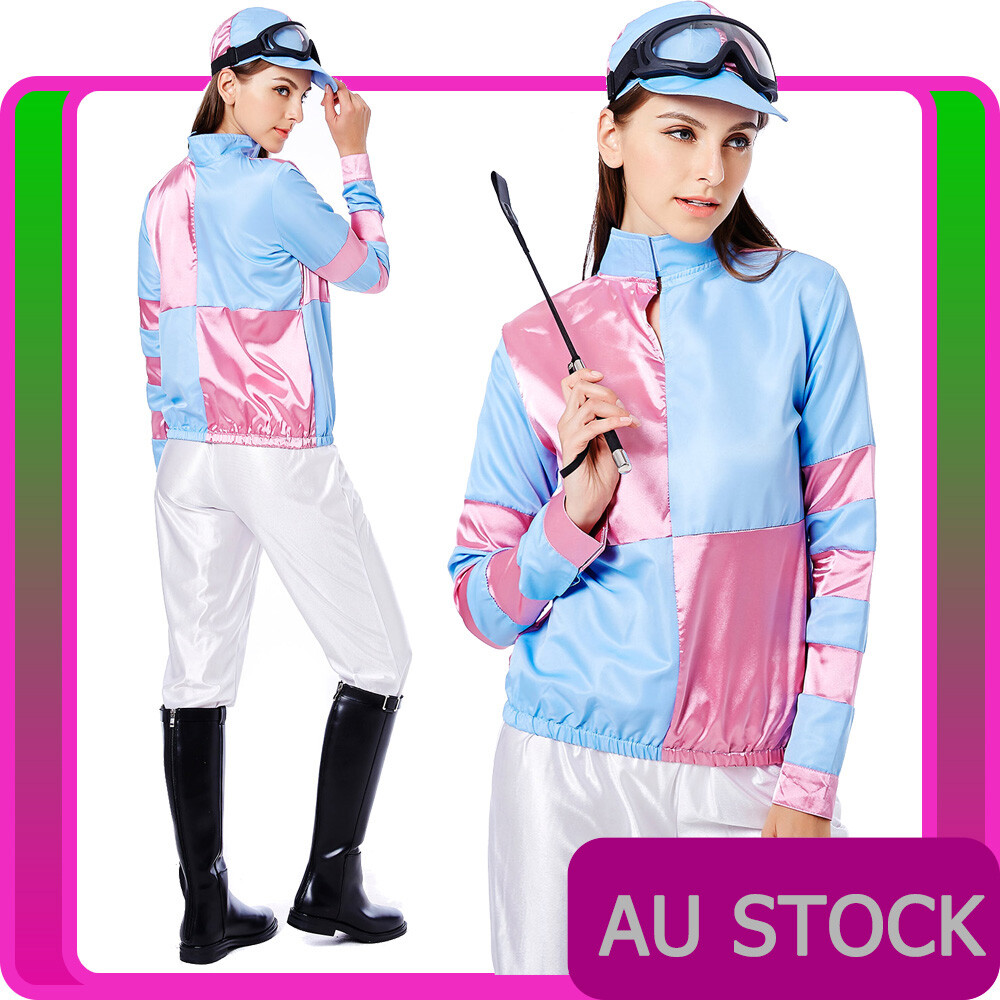 Ladies Jockey Costume Horse Rider Racing Uniform Womens Sports Fancy Dress  | eBay