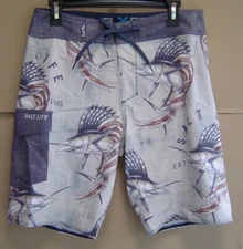 NWT $56 SALT LIFE 30 SAILFISH GLORY PERFORM SLX-QD Swim Boardshort STONE SLM492