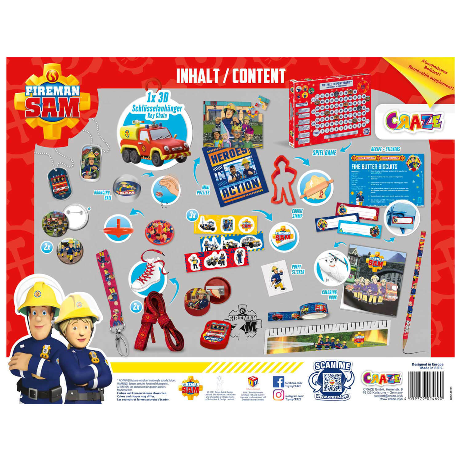 Thumbnail - Craze Adventskalender 24690 Feuerwehrmann Sam Figuren Anhänger