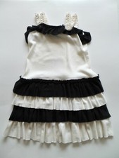 POLLY FLINDERS 100 Cotton Black/White Ruffle Double Strapped Dress sz. 4T