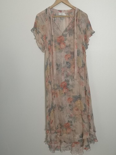 ZIMMERMANN Silk Flutter Midi Radiate Cascade Floral Dress SZ 1 / AU 10 / US 6 - Picture 7 of 21