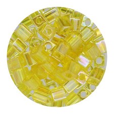 Square Glass Beads Japan 4mm Miyuki Cube Transparent Yellow Ab