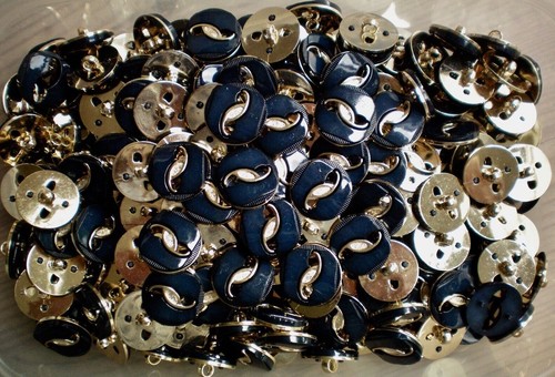 Buttons 20mm 32L Dark Navy Blue & Gold Shank Plastic Dress Craft Button (Z107) - Picture 21 of 24