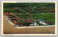 Candler Field Municipal Airport Aerial Props Atlanta GA C1930s Postcard W23