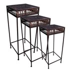 Metall Blumenhocker Blumensäule Beistelltisch Shabby Tisch Antik braun eckig