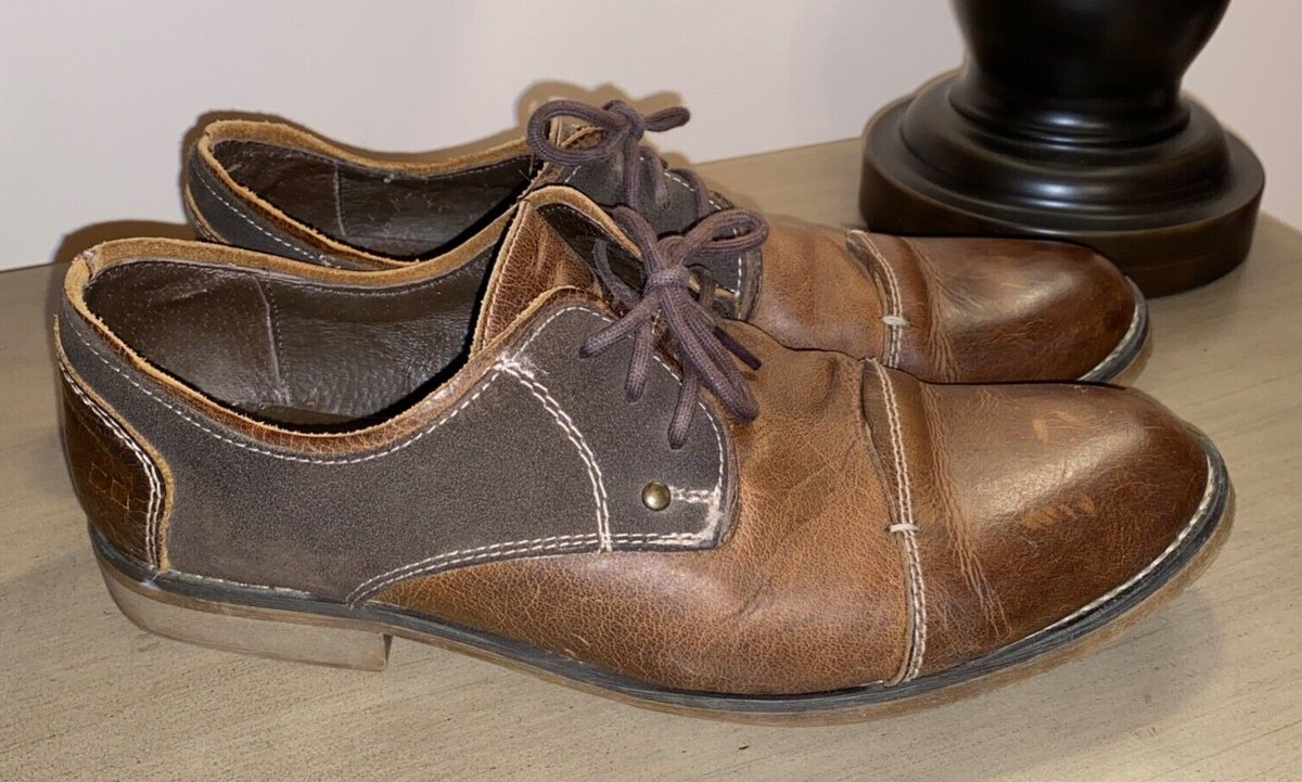 BED STU Repeal brown distressed leather cap toe oxfords 