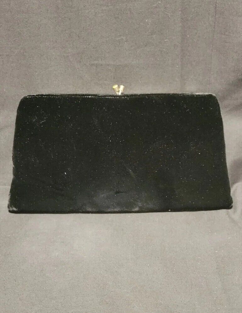 Garay Vintage Black Velvet Clutch Purse - image 1