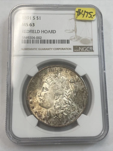 1891 s morgan silver dollar NGC MS63 redfield hoard 
