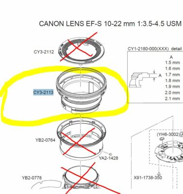 CANON EF-s 10-22mm F/3.5-4.5 USM Lens Filter Ring Unit Barrel Parts CY3-2113