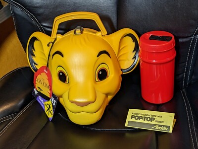 Vintage Disney Simba Head Lunchbox Lion King With Thermos and