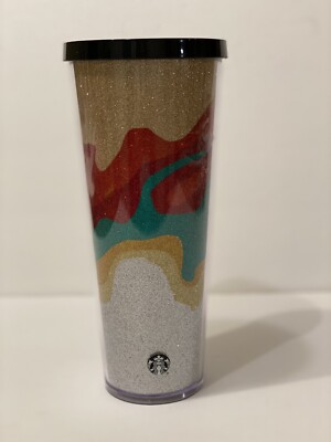 Starbucks 2018 Holiday Sand Flow Glitter Cold Cup Tumbler Venti 24 oz No  Straw | eBay
