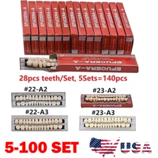 Dental Acrylic Resin Denture Shade A2 A3 Upper Lower Full Set False Teeth