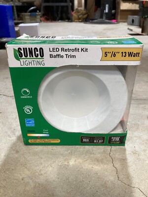 Sunco Lighting 5''/6'' LED Retrofit Kit - Recessed Lighting, Baffle Trim 2700K