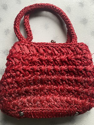 Peck & Peck Handtasche Tasche rot Raffia Vintage 50er 60er Jahre